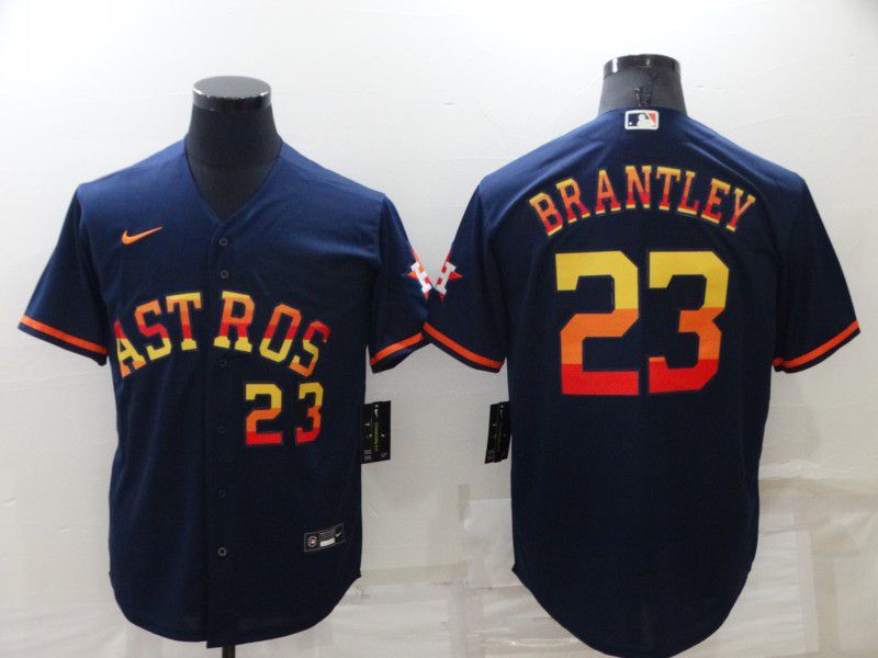 Men Houston Astros 23 Brantley Blue Rainbow Edition Game Nike 2022 MLB Jerseys